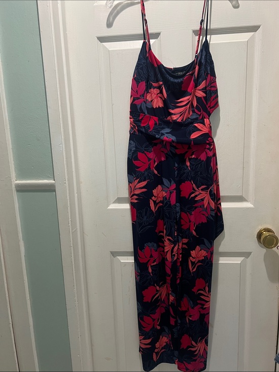 Guess Pants - Guess Navy Blue Floral Jumpsuit with Pink & Coral Print